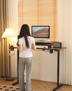 [CLEARANCE 140CM] AEGIS Rhombus Electric Standing Desk Ergonomic Height Adjustable Table Wood Top Office Desk 2 Memory Presets Single Motor 2 Years Warranty