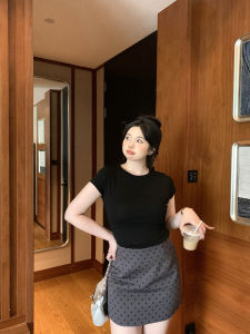 Slim Fit Short Sleeve T-Shirt M5T6 plus Size Net Version Good to Wear Big Shirt Small Fly Sleeve Basic System for Plump Women