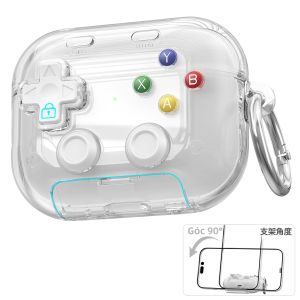 Vỏ Bảo Vệ AirPods Pro 1/2/3/4 Có Kẹp Khóa An Toàn Vỏ Cứng Thiết Kế Kiểu Máy Chơi Game Phụ Kiện Tai Nghe TPU