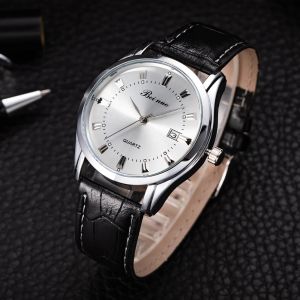 Fashion Mens Watches Luxury Metal Case Quartz Wrist Watches for Man Casual Leather Belt Simple Business Male Clock Reloj Hombre