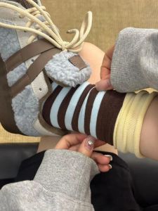 สีสัน ลายทาง ถุงเท้ายาวสองชั้น Early ฤดูใบไม้ร่วง ดีไซน์ บุคลิกภาพการจับคู่ Home Comfort ผ้าฝ้าย ผู้หญิง ถุงเท้า