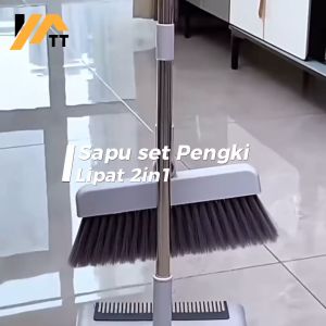 YATT 2in1 Sapu Set Pengki Lipat Pembersih Lantai Rumah Praktis & Kokoh Bulu Sapu Halus