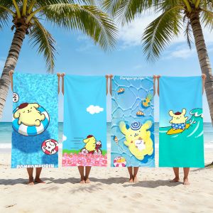 Sanrio | Cute P-Pom Pom Purin Towel Beach Shower Bath Travel Lightweight Skin Friendly for Pool Camping Cruise Summer