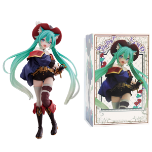 Bandai | Anime Hatsune Miku 19CM Tale Wonderland Puss in Boots Action Figure Model Toys Cute Action Model PVC Collection Desktop Gift