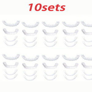 10Pairs Snap-On Dental Veneers Kit 10Top+10Bottom Non-Toxic Natural-Look for Broken Missing Teeth
