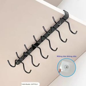 Giá Treo Tường Hai Hàng Móc Treo Đồ 12 Chiếc Bằng Sắt Giá Để Đồ Chơi Búp Bê Thú Nhồi Bông Giá Để Cốc Đa Năng Màu Trắng Đen