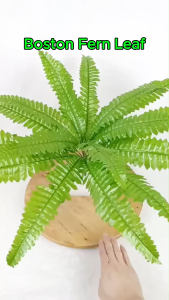 Artificial Boston Fern Hanging Plant Fake Green Leaf Home Decoration Indoor Outdoor Daun Hiasan Rumah 45cm 55cm Natural Looking Decorative Plant for Living Room Balcony Office Café Wedding