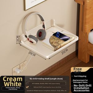 LOCIKA | Folding Bedside Storage Shelf Space-Saving Wall-Mounted No-Drill