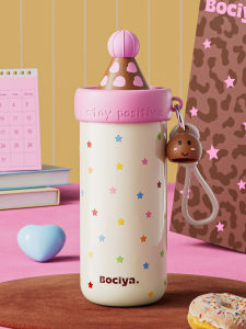 DONGJINGBEIWEI | Stylish Insulated Straw Cup Large Capacity Leopard Pattern