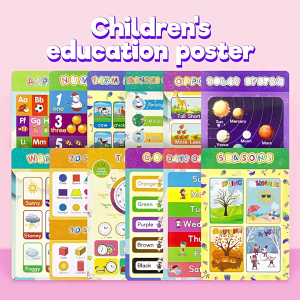 Educational preschool Posters 16pcs Charts for Preschoolers Toddlers Kids kindergarten Alphabet Plastic