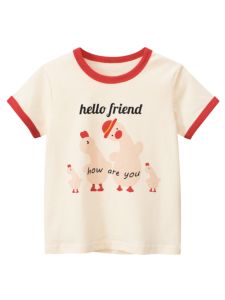 Korean Style Pure Cotton Short Sleeve T-Shirt for Little Girls Summer New Sweet Casual Children Wear 2-8 Years Old