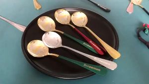 Sendok Makan Anak Stainless Steel Tebal Gagang Panjang Korea Sendok Kartun Doraemon