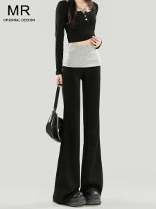 Black High-Waist Bell Bottom Casual Pants Womens Slimming Yoga Pants Spring 2025 New Style Trendy Short Girls Pants