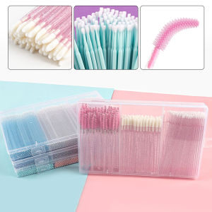 Hộp Đựng Bông Tẩy Trang Crystal Macaron Có Kèm Cọ Mascara Dụng Cụ Trang Điểm Silicon Cho Lông Mi Và Lông Mày - 90/200/300 Chiếc Sợi Nylon