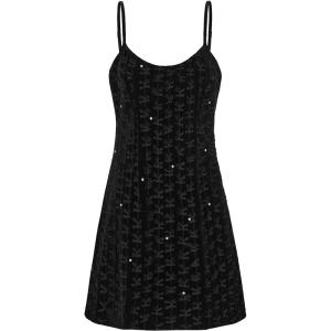 TAMMY TANGS | Sugar Power Black Velvet Embroidered Diamond Decorated Sling Dress Womens Waist Cinching Slimming Mall Same As Picture