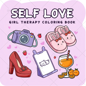 SELF LOVE GIRL THERAPY Irregular Patterns Coloring Book for Adults Cute Drawing Book Perfect Gift for Party and Birthday