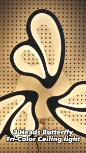 LED Ceiling Light Modern Design 3/5/9/12 Heads Butterfly Petal Tri-Color Flush Mount Lights Nordic Creative With Gold Metal Ceiling Lights For Living Room Dining Bedroom Restaurant Office Home Decorative Lighting