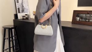 Clutch nữ cầm tay túi xách dự tiệc có dây đeo khóa đính đá sang chảnh LILA CKC25