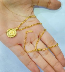 Kalung Koin Rantai Itali Titanium Anti Karat Aksesoris Fashion Korea Kalung Wanita