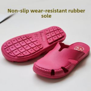 Office Closed Toe Womens Slippers Summer Fashion Solid Color Soft-Soled Non Slip Non-Stinky Feet Outdoor Beach Hole Shoes Sandals