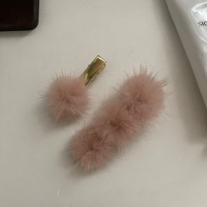 Soft Sticky ~ Niche Design Mink Hair Ball Hair Clip Side Clip Duckbill Clip Side Clip South Korea Fancy Headdress