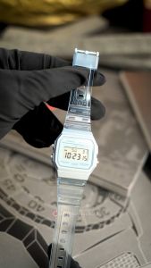 Jam Tangan Wanita Casio General F-91WS-2D Digital Dial Light Blue Clear Rubber Band