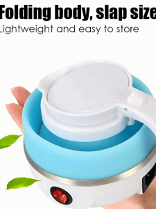 Portable Travel Foldable Electric Kettle 600ml Food-Grade Silicone Collapsible Water Boiler Fast Heating Dual Voltage
