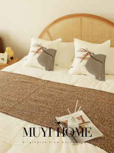 MUYI HOME | High-end Custom New Chinese Style Coffee Toned Bed Runner for Sofa and Bed