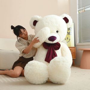 JOJO CASTLE Kích thước khổng lồ mới Gấu bông với nơ thú nhồi bông 5 màu Gấu đồ chơi sang trọng 80 / 100 / 120cm Kích thước con người Gấu búp bê Gối trẻ em Những người yêu thích Sinh nhật Quà tặng ngày lễ tình nhân