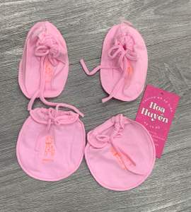 Bộ Bao Tay Bao Chân Cho Bé Sơ Sinh Vải Cotton 100% Mẫu  Cột Dây Mintuu | Bao Tay Chân Cho Trẻ Sơ Sinh 0-3 tháng