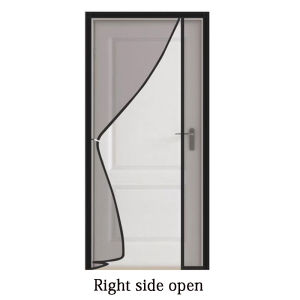 Black side opening mosquito proof door curtain magnetic suction design invisible mosquito proof self installing without punch
