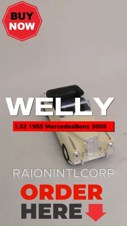 Miniatura Mercedes Benz 300 S 1955 Welly 1/36 Metal e Fricção Vermelha | Brasil