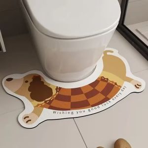 VIKAMA Fun Hot Dog U-Shaped Toilet Seat Cover Sausage Dog Print Non-Slip Rug Absorbent Bathroom Floor Mat Home Decor