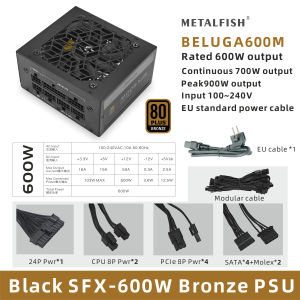 METALFISH SFX 80Plus Bronze 500/600W PSU Black Power Supply Full-Modular For Mini ITX Chassis Small Computer Case 100/240V Input