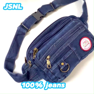 JSNL 100% Denim Jeans 7 Compartments Men Waist Bag Pouch Bag Durable Cotton (M) Size