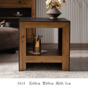 Quiet Style Retro Bedroom Bedside Table Living Room Small Apartment Solid Wood Sofa Side Cabinet Homestay Hotel Art Small Square Table