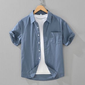 Summer Mens Casual Short Sleeve Pure Cotton Shirt Thin Cool Cotton Material Loose Fit Basic Style Male Fashion Top
