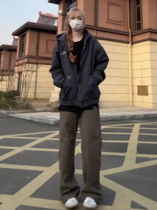 กางเกงยีนส์ทรงตรงผู้หญิงฤดูใบไม้ร่วง กางเกงขายาวทรงหลวมขากระบอกเล็ก ทรงหลวม กางเกงยีนส์ทรงตรงสำหรับผู้หญิง