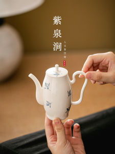 Hand-Painted Butterfly Orchid White Porcelain Ceramic Tea Pot Set Vintage Chinese Style Handmade Tea Utensils from Mainland China