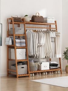 รacks ตู้เสื้อผ้าแบบตั้งพื้นสำหรับห้องนอนและห้องนั่งเล่น ชั้นวางหมวก ชั้นวางเสื้อผ้าแบบตั้งพื้น สไตล์โมเดิร์นที่เรียบง่าย