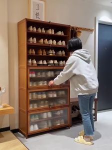 【On Hand】Bamboo Shoe Cabinet 3/5/7/9/11Layers Brown Acrylic Transparent 40+Pairs of Shoes Storage Shoe Rack Organizer