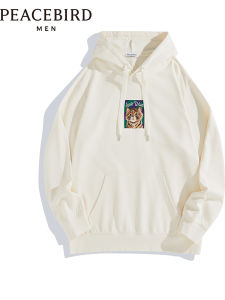 Peacebird Mens Casual Hoodie Spring 2024 B1CRE1226 Loose Fit Cotton Youth Fashion Daily Wear round Neck Sweatshirt