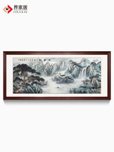 Hand-Painted Chinese Landscape Decorative Artwork Pure Ink Drawing Wealth Attracting Mountain Water Scene for Office Living Room