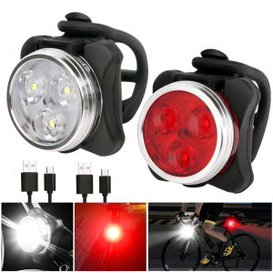 Cycling Taillight Headlight Bicycle Lights Bike Safety Warning Light LED USB Rechargeable Waterproof Bike Tail Rear Light