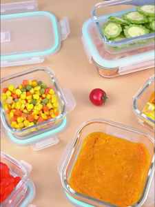 Lunch Box Glass  Round Container Glass Lock Microwaveable Oven Heated Glass Lunch Box - KeiMav