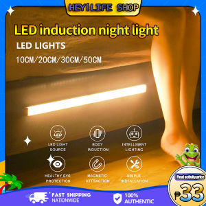 Motion Sensor Night Light LED Wireless USB Rechargeable with Magnet Wardrobe Cabinet for Home Kitchen Bedroom Bedside Intelligent Cabinet Night Light