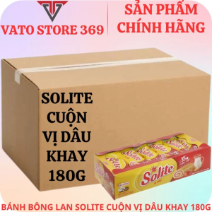 Bánh bông lan SOLITE cuộn kem dâu khay 180g