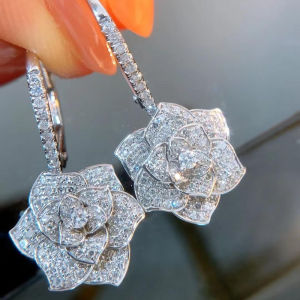 Huitan Hoa Tòn Ten Bông Tai Nữ Đính Đá Cubic Zirconia Cưới Đính Hôn Đảng Phụ Kiện Hợp Thời Trang Hình Học Thả Bông Tai