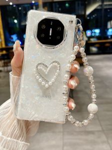 Ultra-Thin Fashion Shell Pattern Huawei Mate X3 Phone Case Womens Crossbody Protective Cover Full Protection against Drops