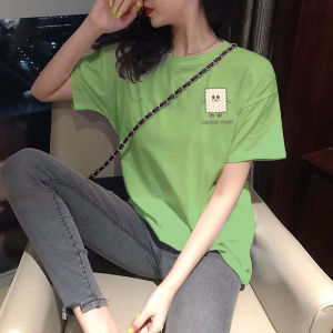 Áo Thun Nữ Tay Ngắn Dáng Rộng Màu Trắng in Hình SpongeBob Summer 2021 Thiết Kế Mới Áo Thun Cotton Pha Trộn Thường Ngày